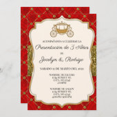 赤と金ゴールド王室の招待状 招待状 (正面/裏面)