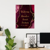 赤と金ゴールド瑪瑙Sweet sixteenへようこそ ポスター (ホームオフィス)