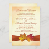 赤と金ゴールド秋のメープル離れのリハーサルディナー 招待状 (正面/裏面)