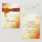 赤と金ゴールド秋離れの結婚式レセプションカード エンクロージャーカード (正面/裏面)