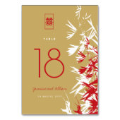 赤と金ゴールド竹葉の二つ結婚の幸せ テーブルナンバー (正面)