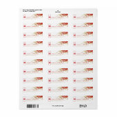 赤と金ゴールド竹葉のZen Asian結婚の住所 ラベル (フルシート)