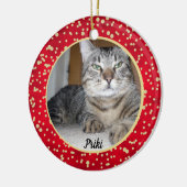 赤と金ゴールド紙吹雪クリスマスパターン セラミックオーナメント (左)