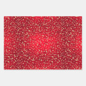 赤と金ゴールド紙吹雪クリスマスパターン ラッピングペーパーシート (正面)