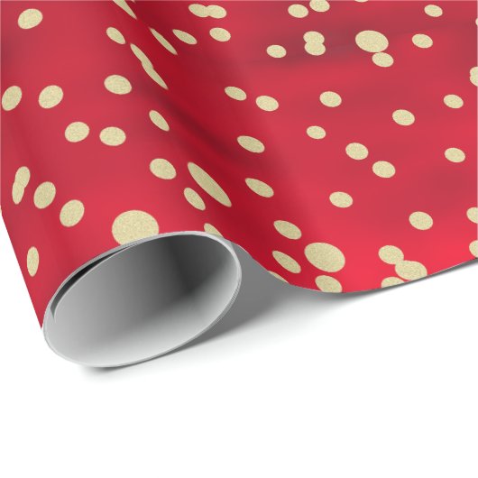 赤と金ゴールド紙吹雪クリスマスパターン ラッピングペーパー (ロールコーナー)