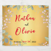 赤と金ゴールド結婚の ビールラベル (シングルラベル)