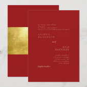 赤と金ゴールド結婚式招待状 招待状 (正面/裏面)