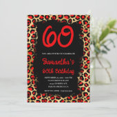 赤と金ゴールド絵を描ヒョウブラック60誕生日 招待状 (スタンド正面)