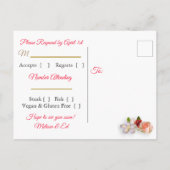 赤と金ゴールド色あせたフローラ結婚式RSVPはがき インビテーションポストカード (裏面)