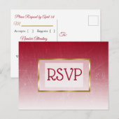 赤と金ゴールド色あせグラデーション結婚式RSVPはがき インビテーションポストカード (正面/裏面)
