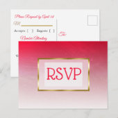 赤と金ゴールド色あせグラデーション結婚式RSVPはがき インビテーションポストカード (正面/裏面)