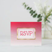 赤と金ゴールド色あせグラデーション結婚式RSVPはがき インビテーションポストカード (スタンド正面)