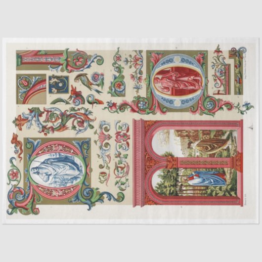 赤と金ゴールド華美の切り離し紙 薄葉紙 (正面)