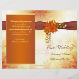 赤と金ゴールド葉の結婚式 プログラム