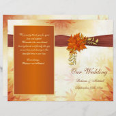 赤と金ゴールド葉の結婚式 プログラム (正面/裏面)