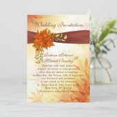 赤と金ゴールド葉の結婚 招待状 (スタンド正面)