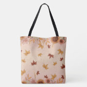 赤と金ゴールド葉黄色ひまわり葉と トートバッグ (裏面)