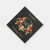 赤と金ゴールド誕生日 スタンダードランチョンナプキン (角)