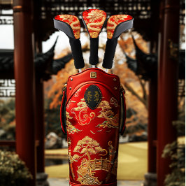 赤と金ゴールド辰年パワーエンブレム ゴルフヘッドカバー