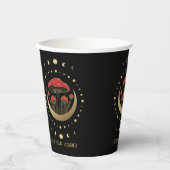 赤と金ゴールド魔法マッシュルーム金ゴールド三日月 紙コップ (正面)