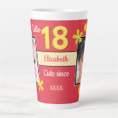 赤と金ゴールド18th誕生日の写真 カフェラテマグ (正面)