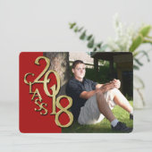 赤と金ゴールド2018卒業招待状 招待状 (スタンド正面)