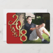 赤と金ゴールド2018卒業招待状 招待状 (正面)