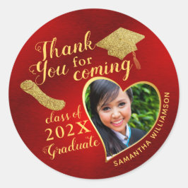 赤と金ゴールド2025年卒業のクラスありがとう ラウンドシール