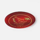 赤と金ゴールド2025年卒業 ペーパープレート (アングル)