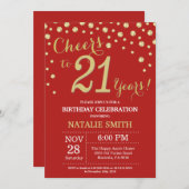 赤と金ゴールド21歳の誕生日ダイヤモンド招待状 招待状 (正面/裏面)