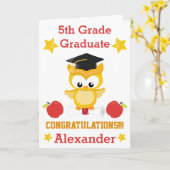 赤と金ゴールド5年生おめでとう カード (黄色い花)