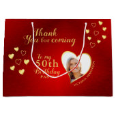 赤と金ゴールド50誕生日お願い ラージペーパーバッグ (正面)