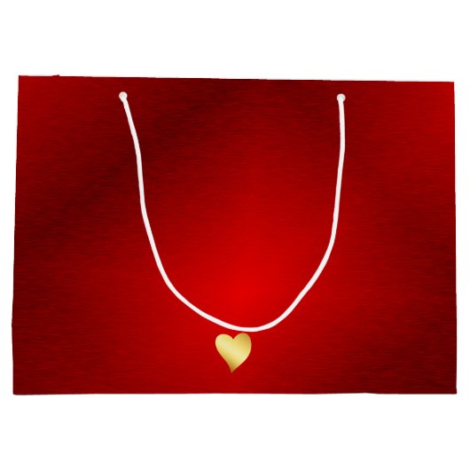 赤と金ゴールド50誕生日お願い ラージペーパーバッグ (裏面)