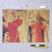 赤と金ゴールド・クリスマスの天使を作る音楽 薄葉紙 (クラフト)