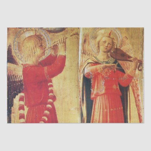 赤と金ゴールド・クリスマスの天使を作る音楽 薄葉紙 (正面)