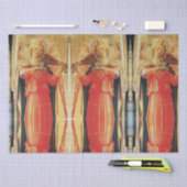 赤と金ゴールド・クリスマスの天使を作る音楽 薄葉紙 (クラフト)