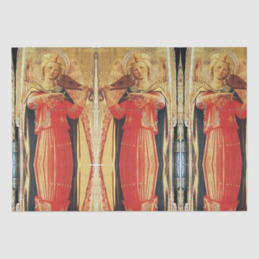 赤と金ゴールド・クリスマスの天使を作る音楽 薄葉紙 (正面)