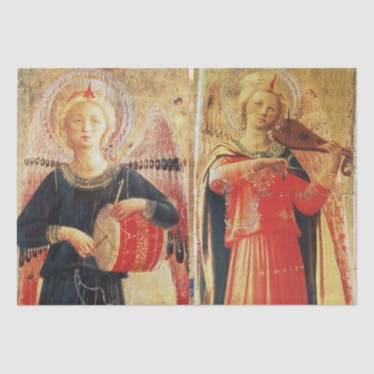 赤と金ゴールド・クリスマスの天使を作る音楽 薄葉紙 (正面)