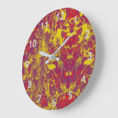 赤と金ゴールド グランジ ラージ壁時計 (傾斜)