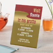 赤と金ゴールド、サンタクロースのビジター時間 台座サイン (インサイチュ)