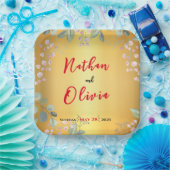 赤と金ゴールド ペーパープレート (パーティー)