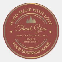 赤と金ゴールド 感謝してい|クラシック丸ステッカー