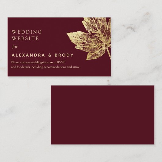 赤と金素朴箔の葉秋  エンクロージャーカード (正面/裏面)