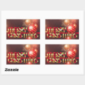 赤と金色のクリスマスボールがクリスマスを祝う 長方形シール (シート)