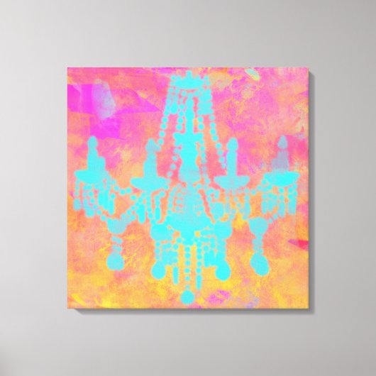 赤と金色のシャンデリアアート キャンバスプリント (正面)