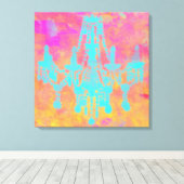 赤と金色のシャンデリアアート キャンバスプリント (インサイチュ (ウッドフロア))