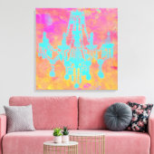 赤と金色のシャンデリアアート キャンバスプリント (インサイチュ (リビング))