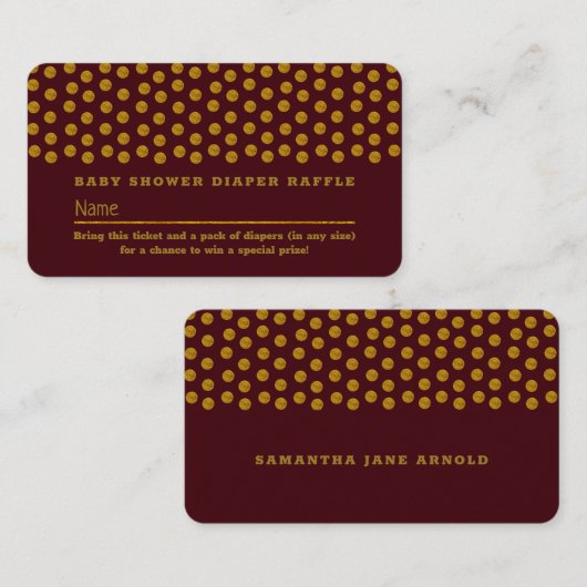 赤と金色の水玉模様 , おむつくじチケット エンクロージャーカード (正面/裏面)