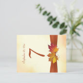 赤と金色の秋離れのテーブル番号カード ポストカード (スタンド正面)