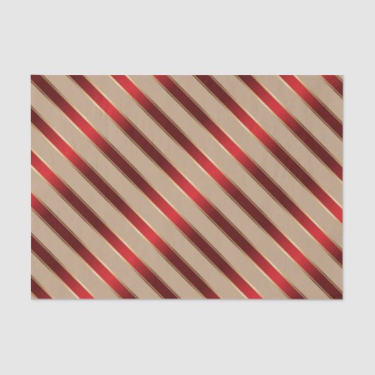 赤と金色の金属製の対角線ストライプ材 薄葉紙 (正面)